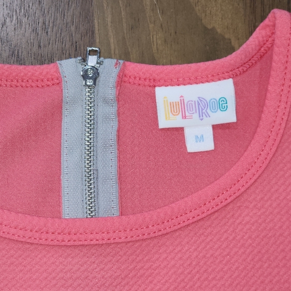 Lularoe Amelia Style Pocket Dress Sz Med Colorblock Stretch Fit Flare Pink Blue - Picture 7 of 12